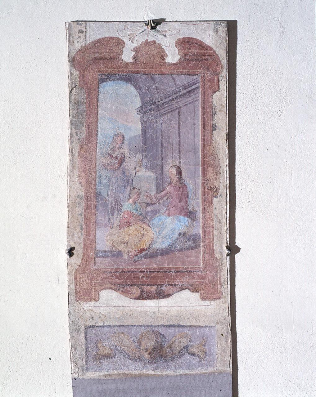 Cristo in casa di Santa Marta e Santa Maria Maddalena (dipinto, frammento) - ambito fiorentino (sec. XVI)