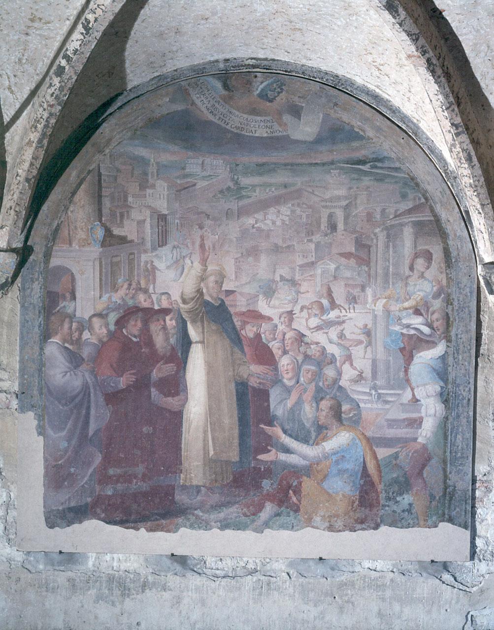 San Domenico resuscita Napoleone Orsini (dipinto) di Fei Alessandro detto Alessandro del Barbiere (sec. XVI)