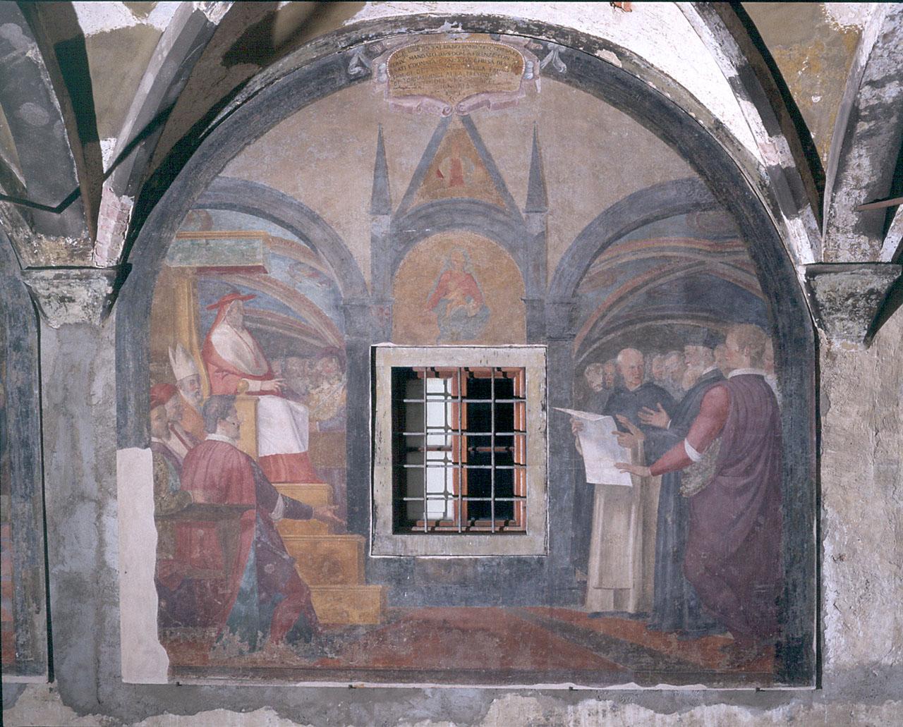 beato Giovanni da Salerno riceve dal legato del Vescovo la donazione della chiesa di S. Maria Novella (dipinto) di Gamberucci Cosimo (sec. XVI)