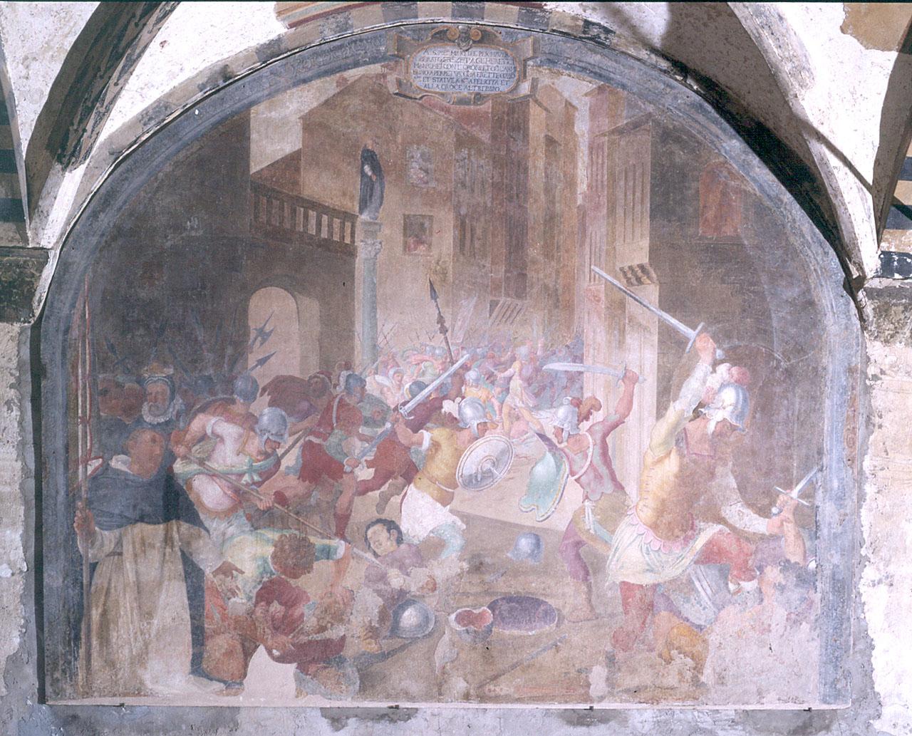 San Pietro Martire libera Firenze dagli eretici manichei (dipinto) di Vaiani Lorenzo detto Lorenzo dello Sciorina (sec. XVI)