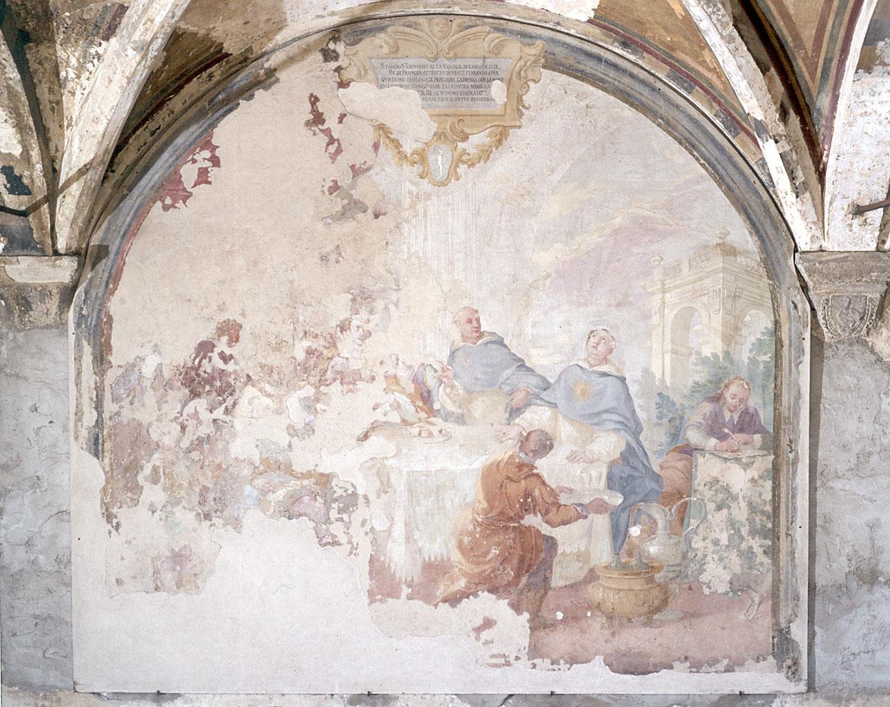 San Tommaso d'Aquino alla tavola del re Luigi IX (dipinto) di Pillori Antonio Nicola (sec. XVIII)