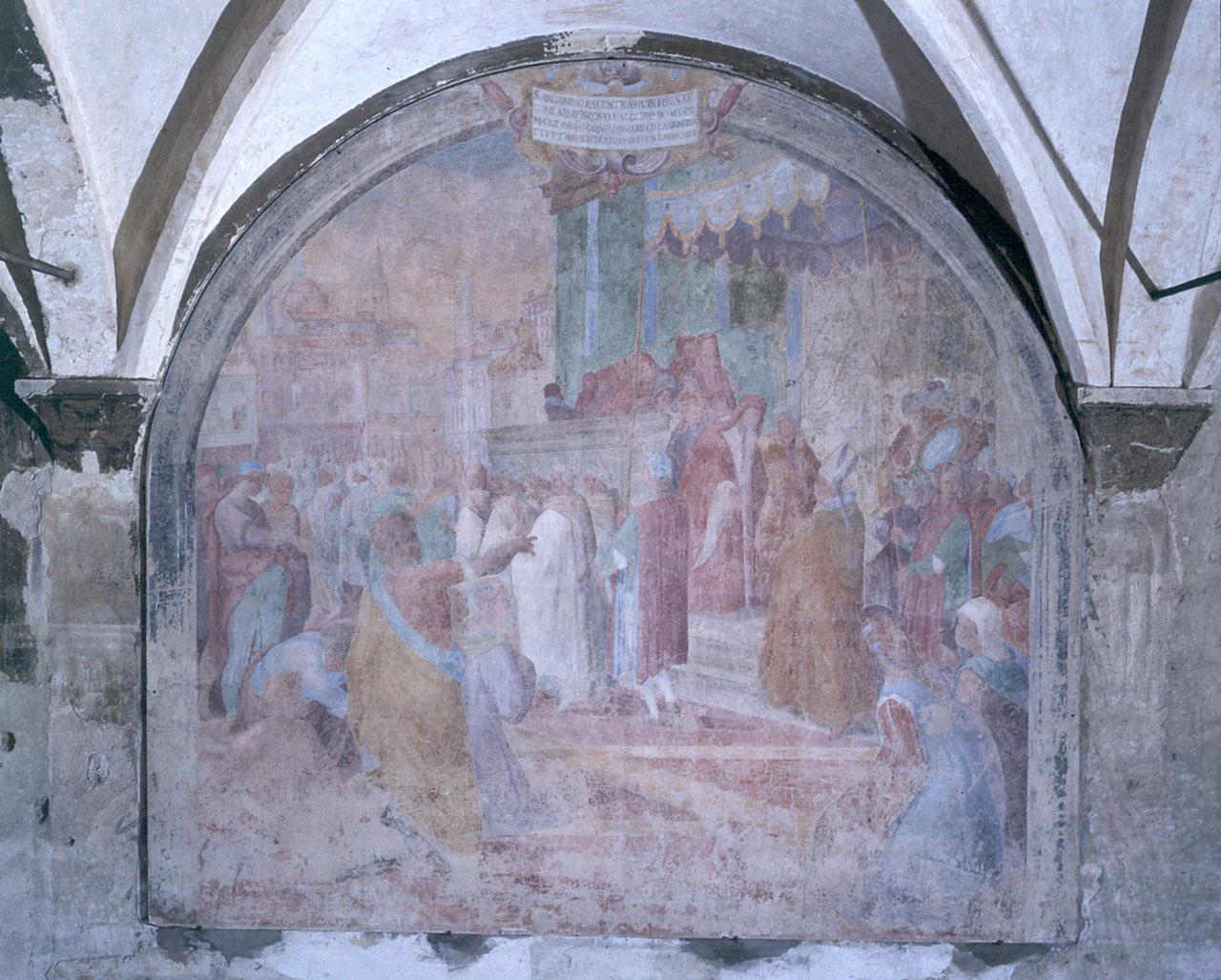 Sant'Antonino arcivescovo entra a Firenze (dipinto) di Balducci Giovanni detto Cosci (sec. XVI)