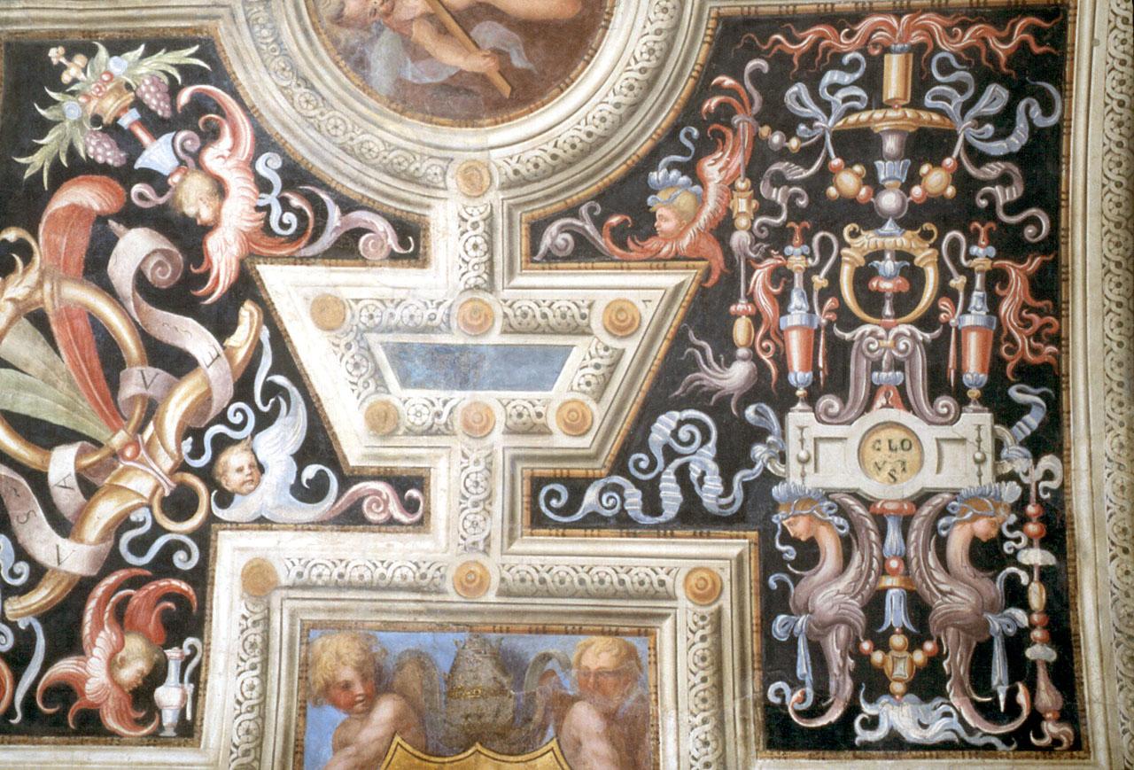 Dio Padre benedicente/ motivi decorativi a grottesche (dipinto) di Feltrini Andrea detto Andrea del Fornaio, Carucci Jacopo detto Pontormo (sec. XVI)