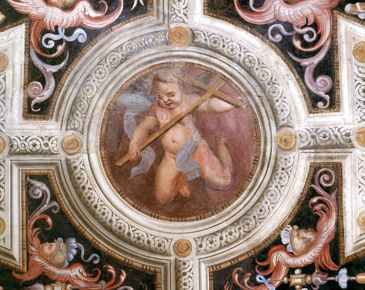 angelo con simboli della passione: croce (dipinto) di Carucci Jacopo detto Pontormo (sec. XVI)
