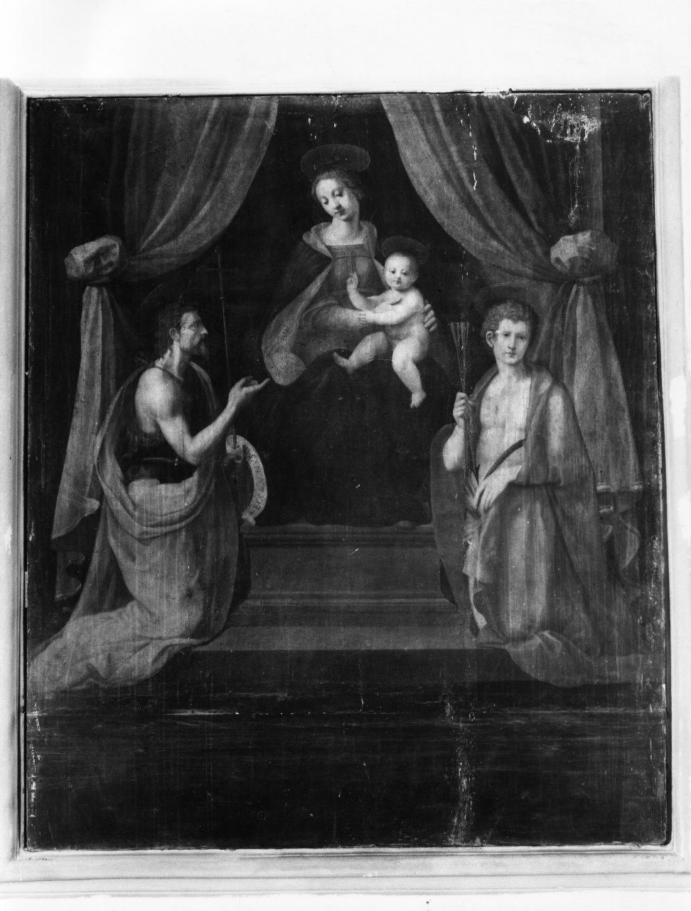 Madonna con Bambino e Santi (dipinto) di Della Porta Bartolomeo detto Fra' Bartolomeo (scuola) (sec. XVI)