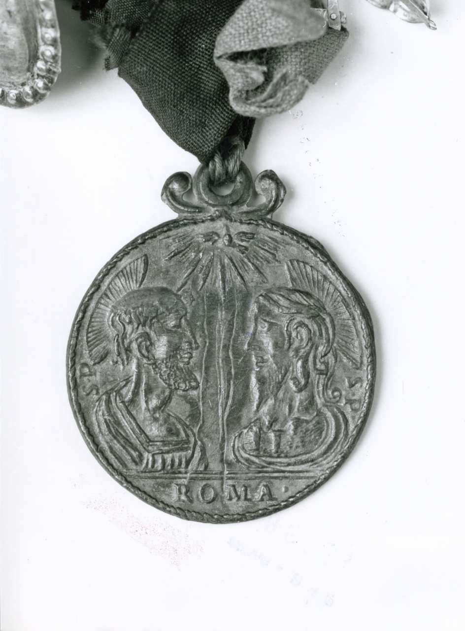 Santa Filomena (recto)// Cristo e San Pietro (verso) (medaglia) - bottega italiana (sec. XVII)