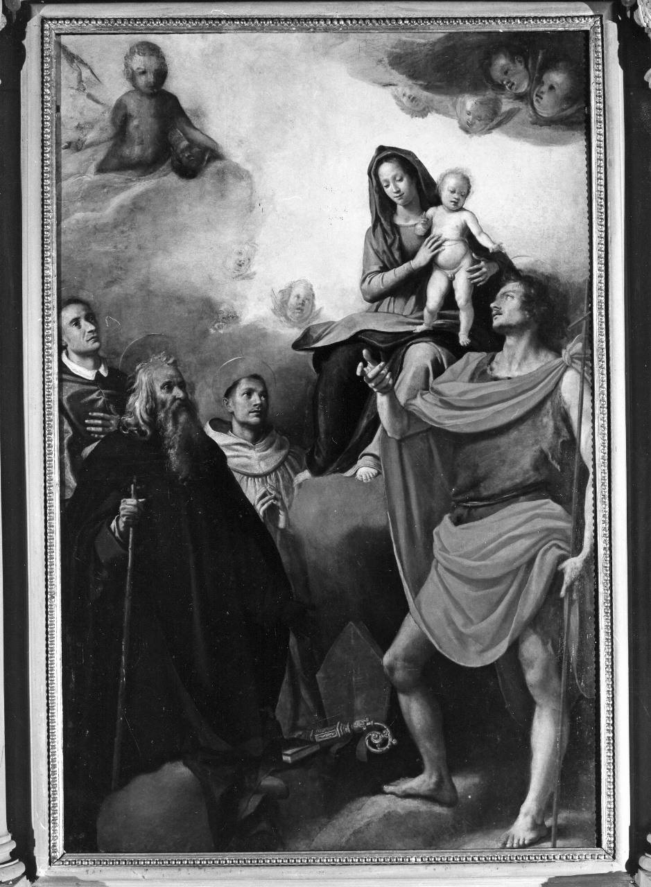 Madonna con Bambino tra San Giovanni Battista, Bernardo, Antonio e Carlo Borromeo (dipinto) di Chimenti Jacopo detto Empoli (attribuito) (sec. XVII)