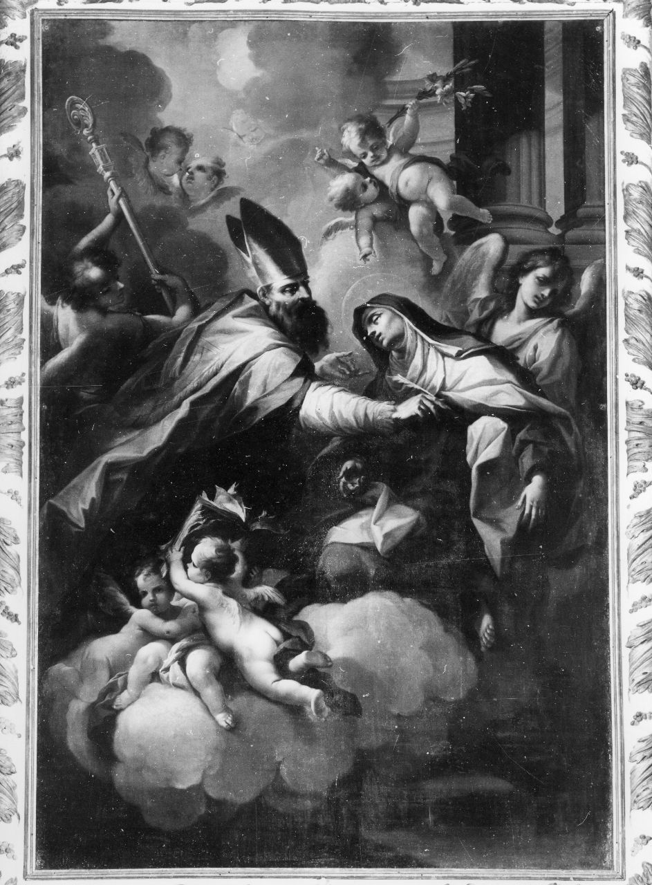 Sant'Agostino appare a Santa Maria Maddalena dei Pazzi (dipinto) di Sagrestani Giovanni Camillo (sec. XVIII)