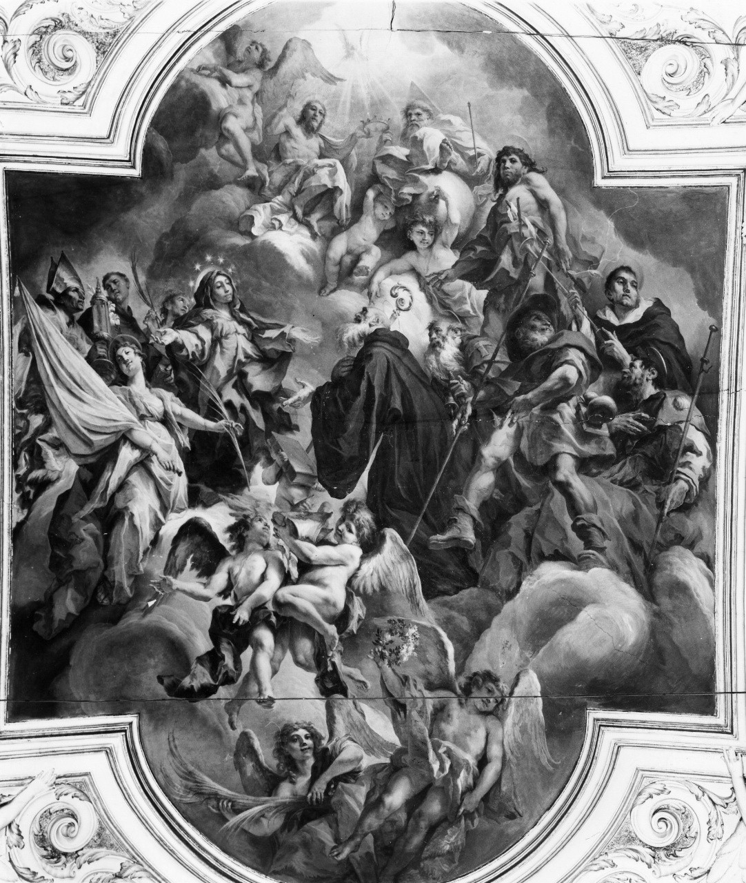 Trinità e santi (dipinto) di Gherardini Alessandro (attribuito) (sec. XVIII)