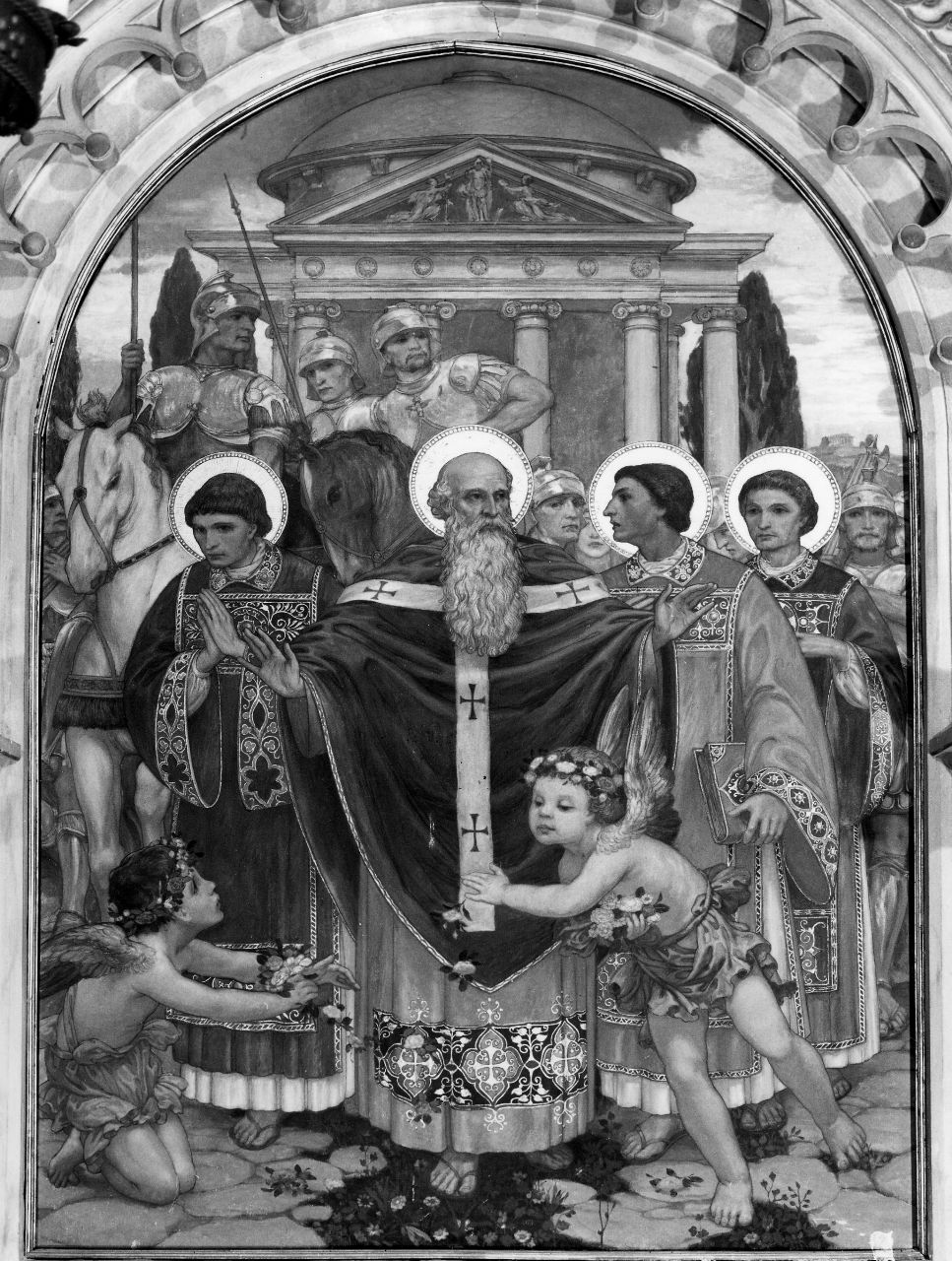 Santo e Santi Diaconi (dipinto) di Giovannozzi Ezio (sec. XX)