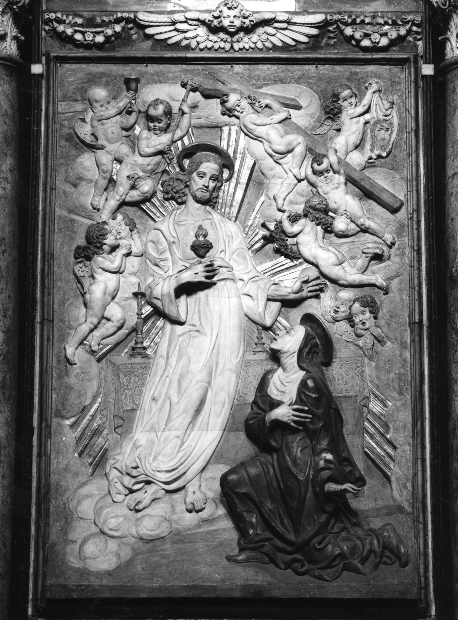 Cristo appare a Santa Caterina de' Ricci (rilievo) di Zambini Ferrante (sec. XX)