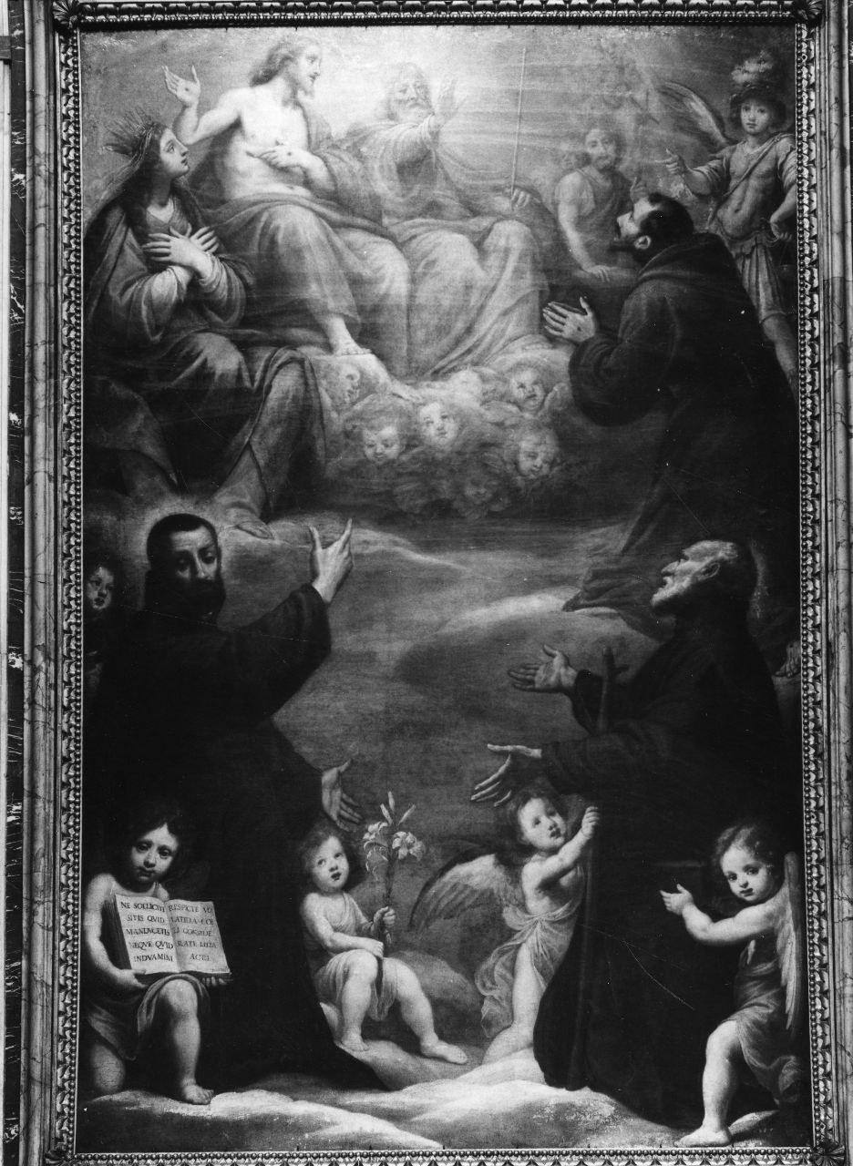 Trinità con la Madonna (dipinto) di Rosselli Matteo (sec. XVII)