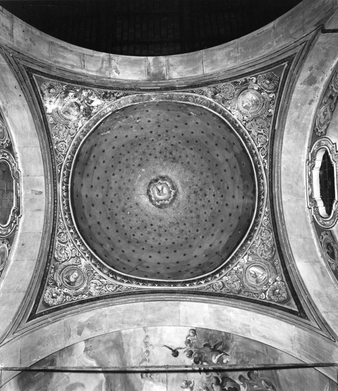 colomba dello Spirito Santo e busto ritratto di Iacopo, Domenico e Giuseppe da Pescia (dipinto) - ambito toscano (seconda metà sec. XIX)