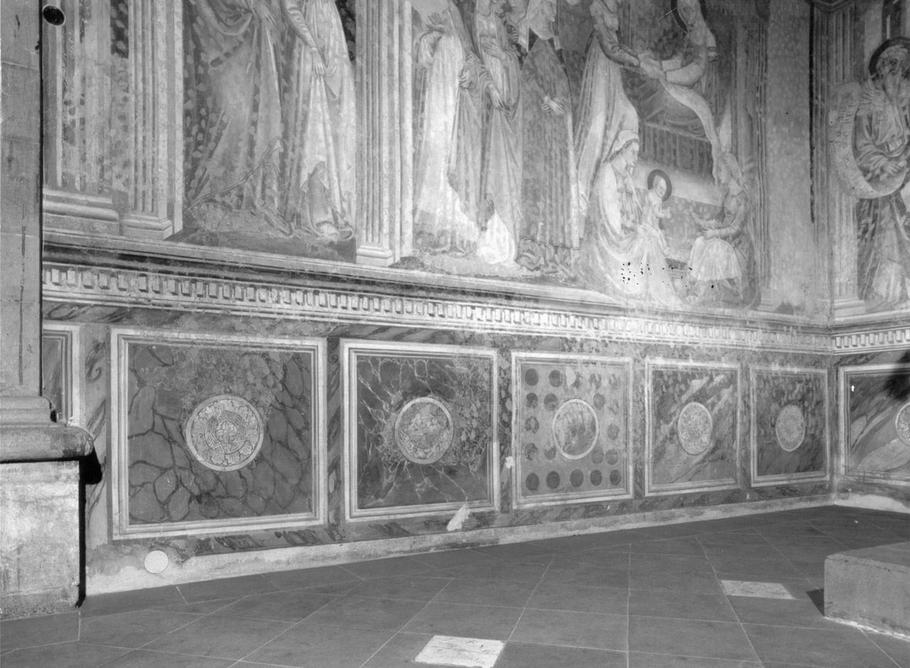 motivi decorativi a finti marmi venati con rosette (dipinto) di Bicci di Lorenzo (bottega) (sec. XV)