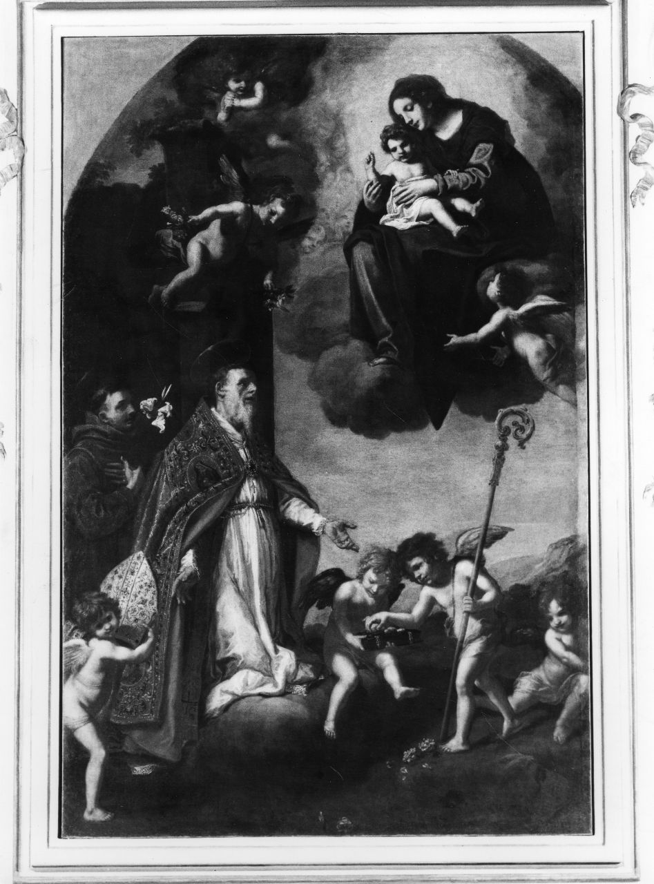 apparizione della Madonna a San Liborio (dipinto) di Vignali Jacopo (attribuito) (sec. XVII)