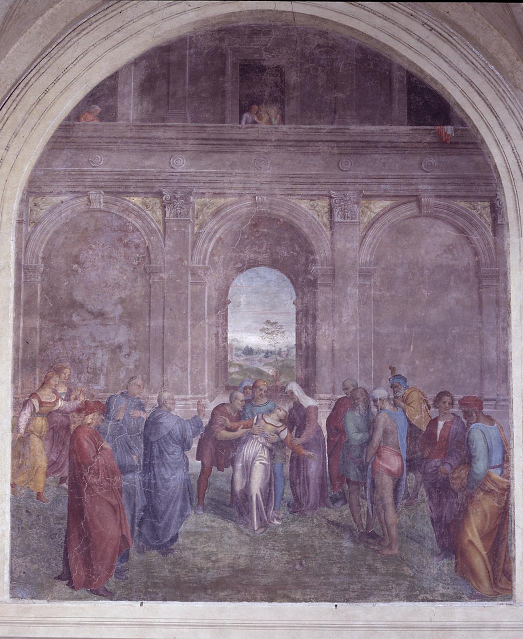 San Filippo Benizi guarisce l'indemoniata (dipinto) di Andrea d'Agnolo detto Andrea del Sarto (sec. XVI)