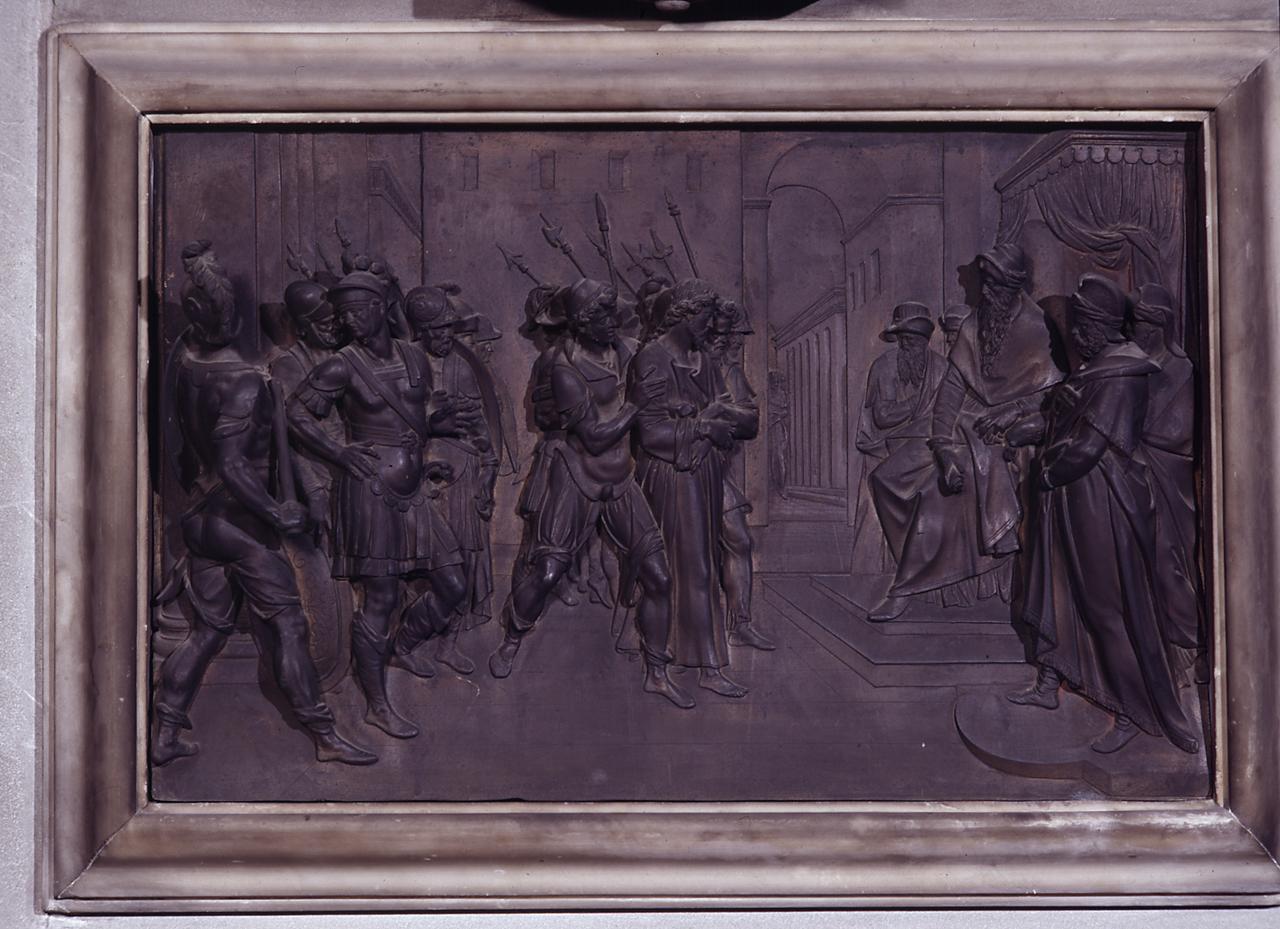 Cristo davanti a Caifa (rilievo) di Jean de Boulogne detto Giambologna (e aiuti) (sec. XVI)