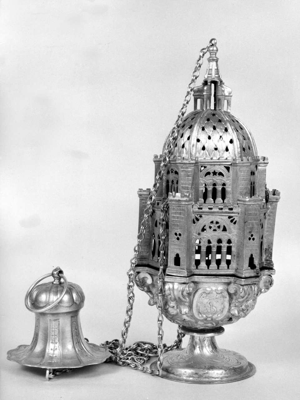 turibolo - a corpo architettonico, serie - bottega toscana (sec. XIX)