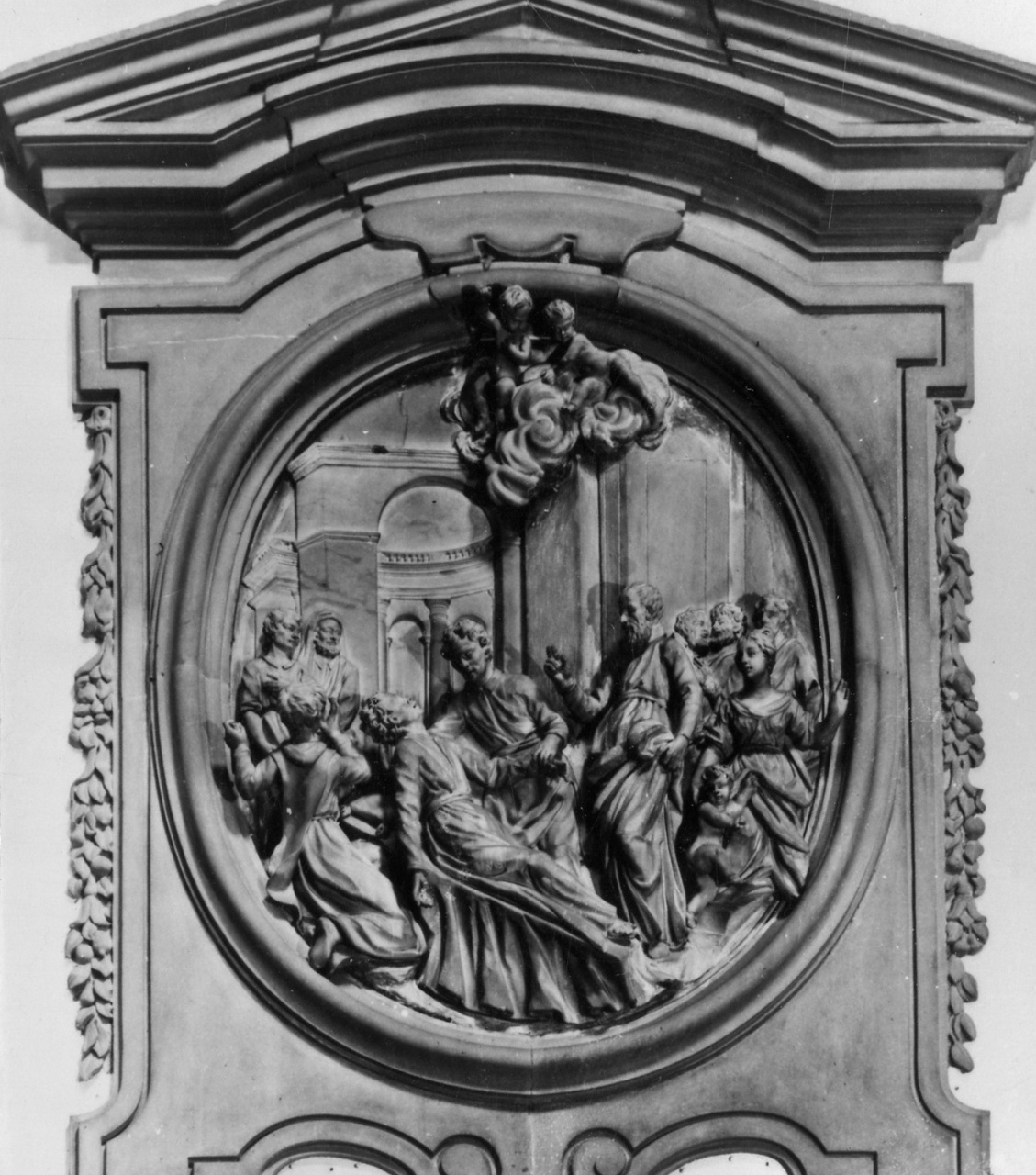 San Filippo Neri resuscita Paolo Massimo (rilievo) di Fortini Giovacchino (sec. XVIII)