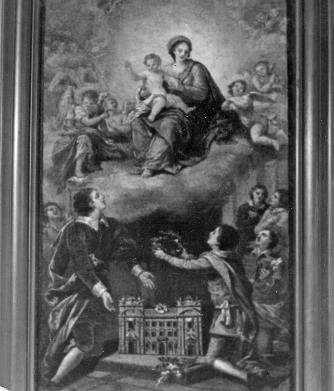 Giuliano Serragli ed altri giovani fiorentini offrono la chiesa di S. Firenze alla Madonna (dipinto) di Fabbrini Giuseppe Antonio (seconda metà sec. XVIII)