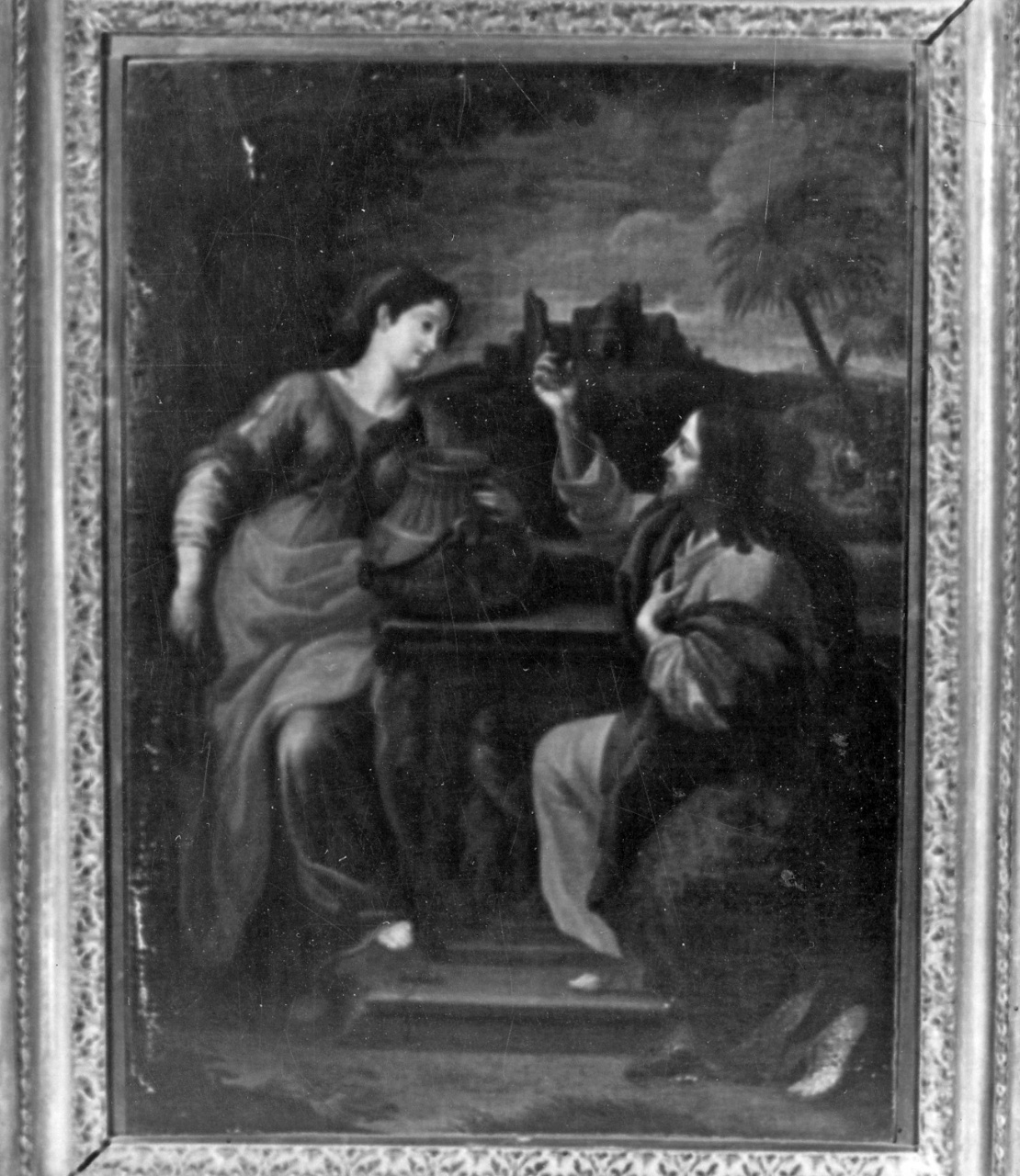 Cristo e la samaritana al pozzo (dipinto) di Morandi Giovanni Maria (sec. XVIII)