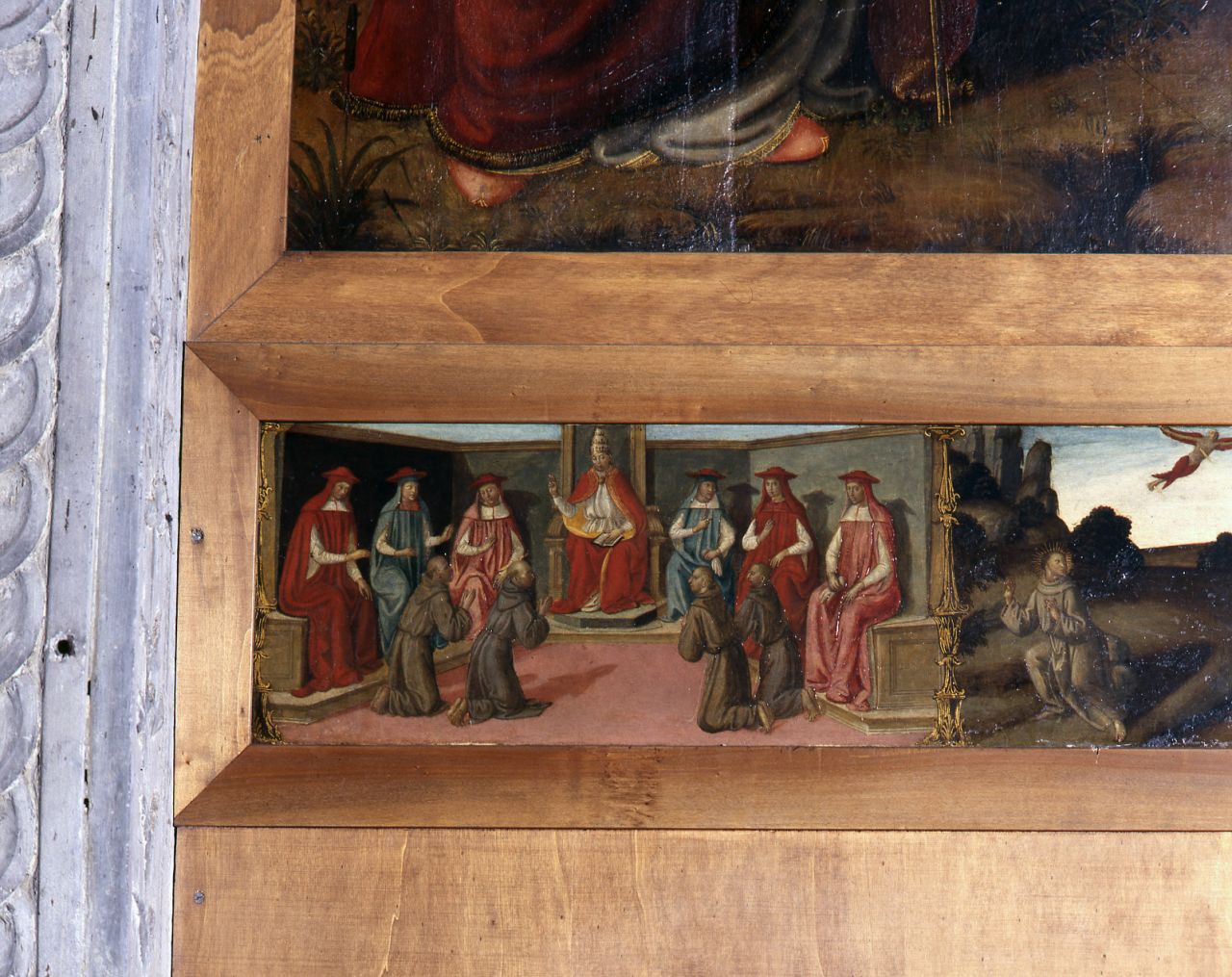 papa Innocenzo II approva la Regola francescana (dipinto) di Rosselli Cosimo (fine/inizio secc. XV/ XVI)