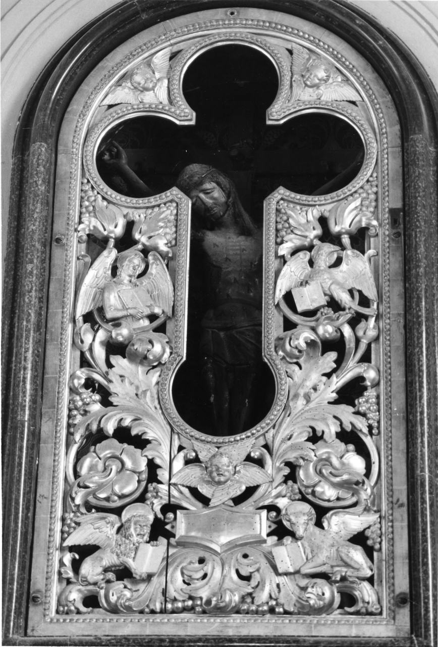 simboli dei quattro evangelisti (coperta di immagine sacra) - bottega toscana (metà sec. XIX)