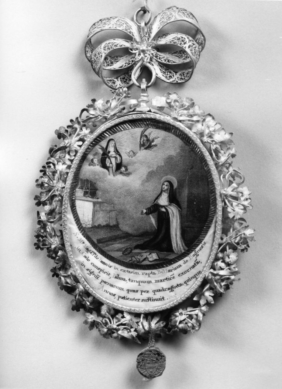 Santa Maria Maddalena de Pazzi in estasi (reliquiario a capsula - a pendente) - produzione toscana (prima metà sec. XIX)