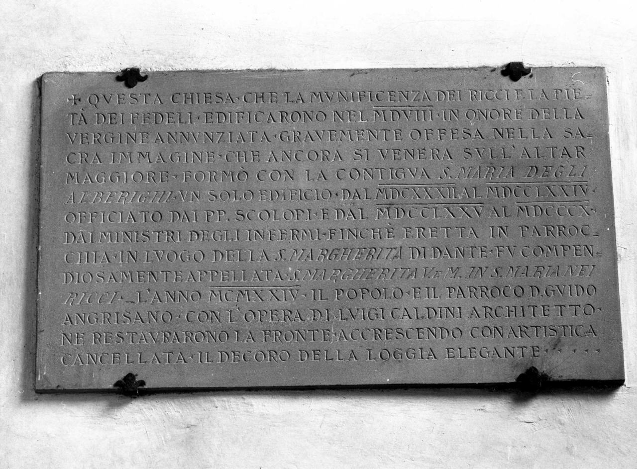 lapide documentaria - bottega fiorentina (sec. XX)