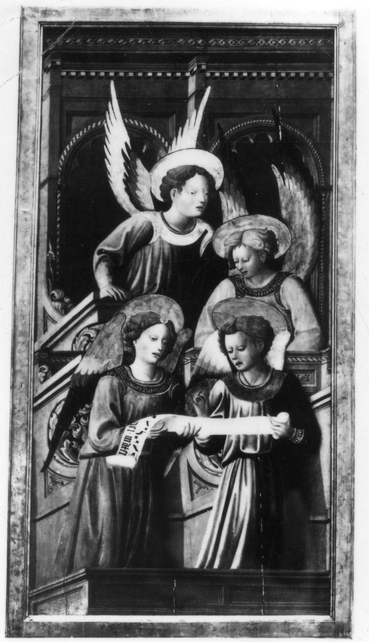 angeli musicanti; quattro evangelisti ispirati dai loro simboli (anta d'organo, coppia) di Francesco d'Antonio (sec. XV)
