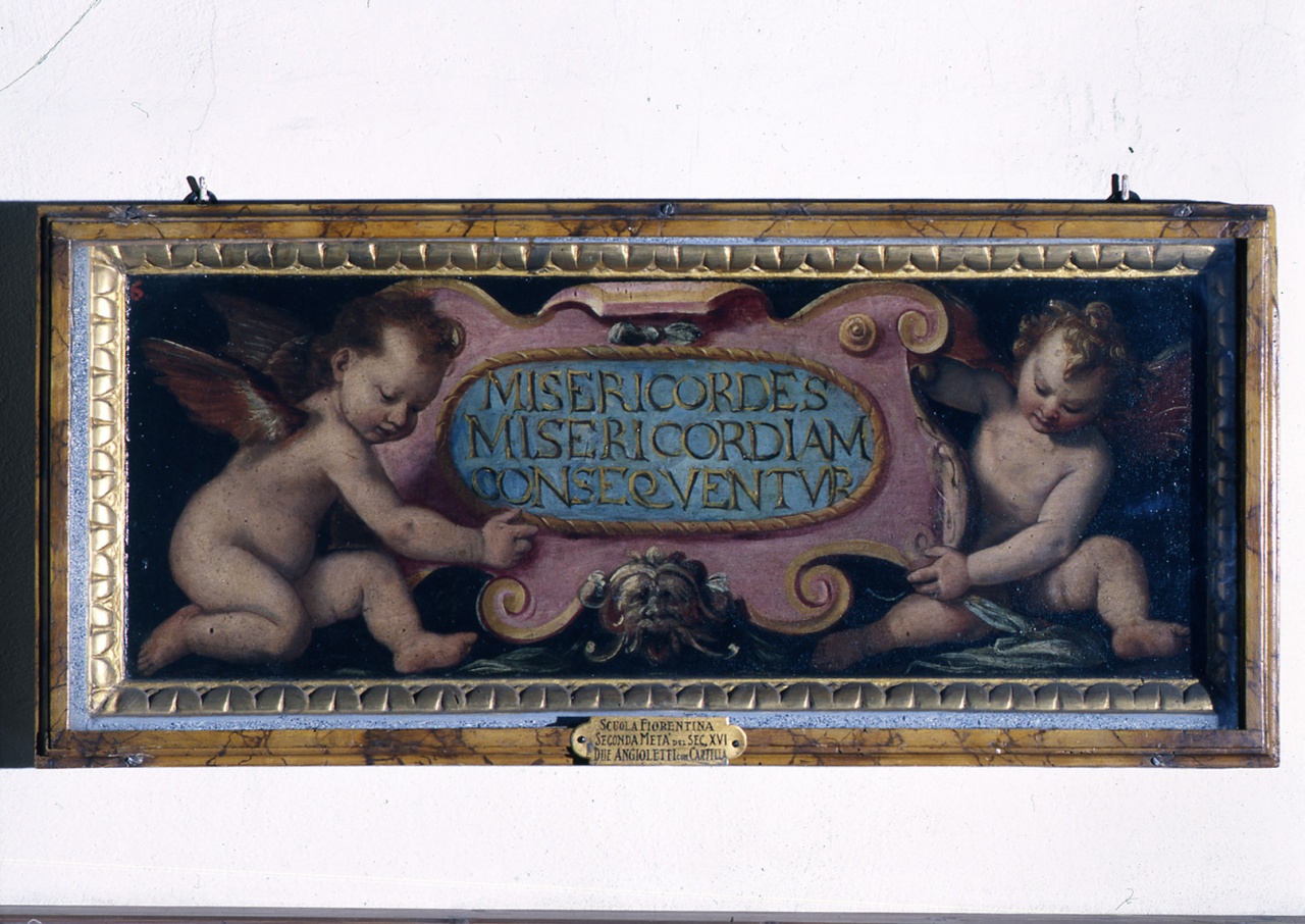 angeli reggicartiglio (dipinto) di Santi di Tito (ultimo quarto sec. XVI, sec. XVIII)
