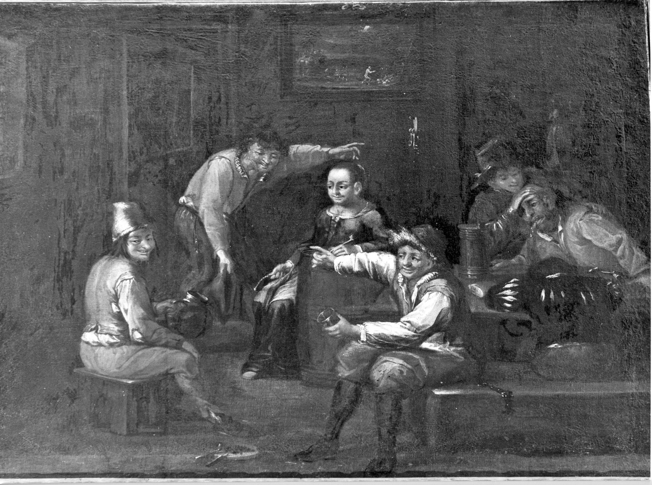 interno di osteria con figure (dipinto) - ambito bambocciante (prima metà sec. XVII)