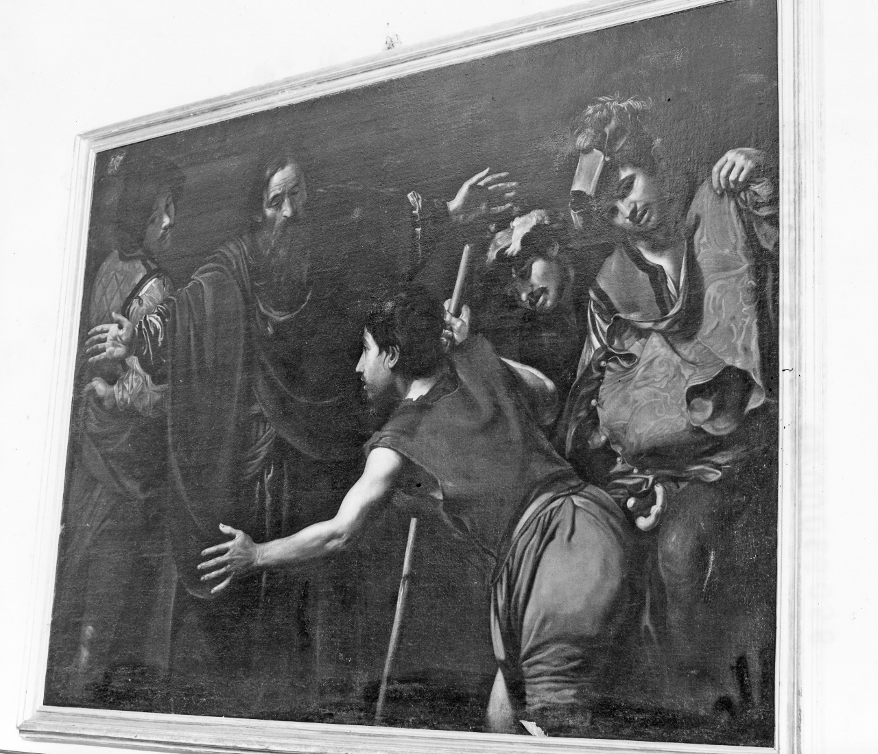 ritorno del figliol prodigo (dipinto) di Valentin de Boulogne (sec. XVII)