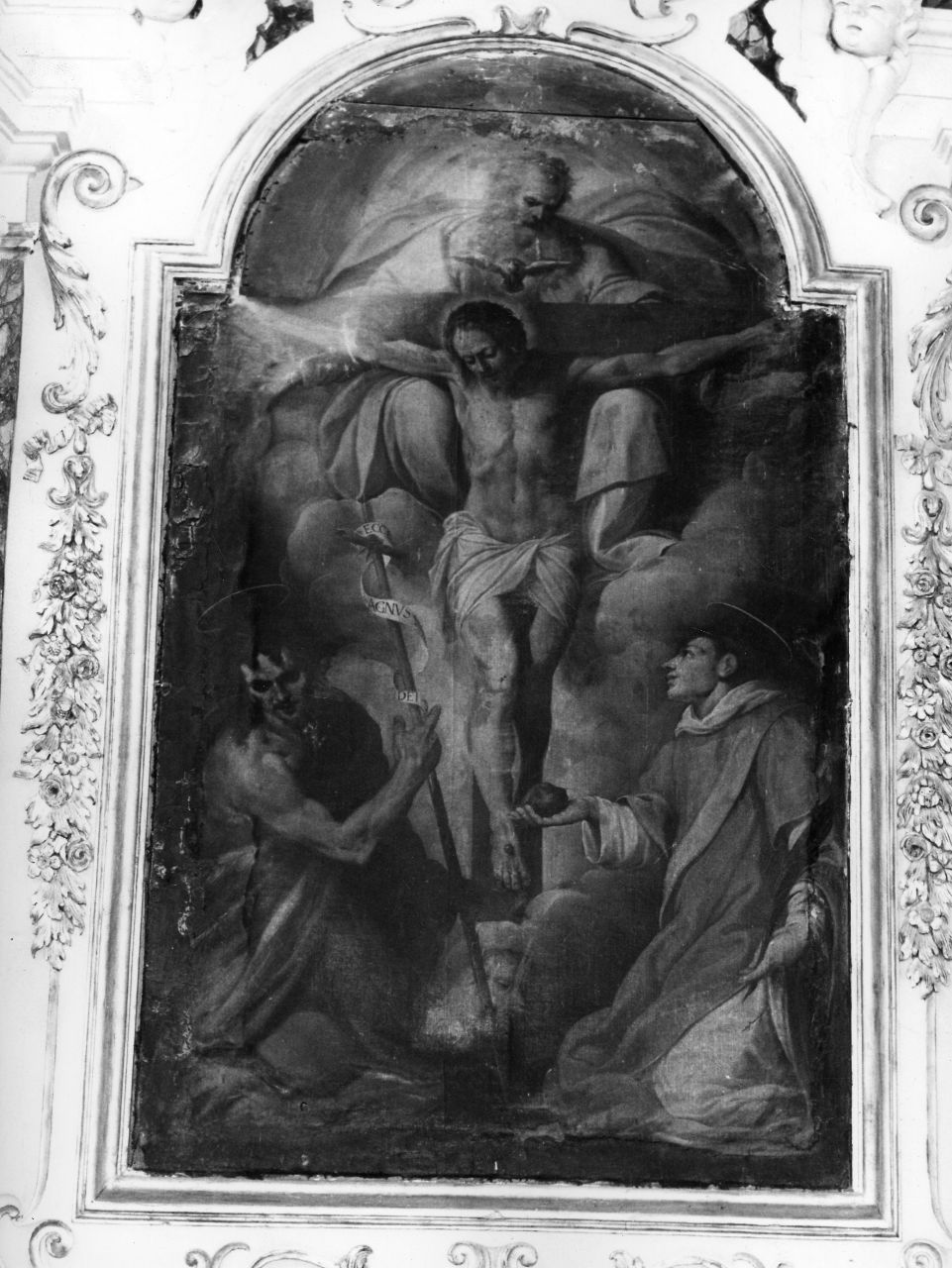 Trinità e Santi (dipinto) di Gherardini Alessandro (maniera) (inizio sec. XVIII)