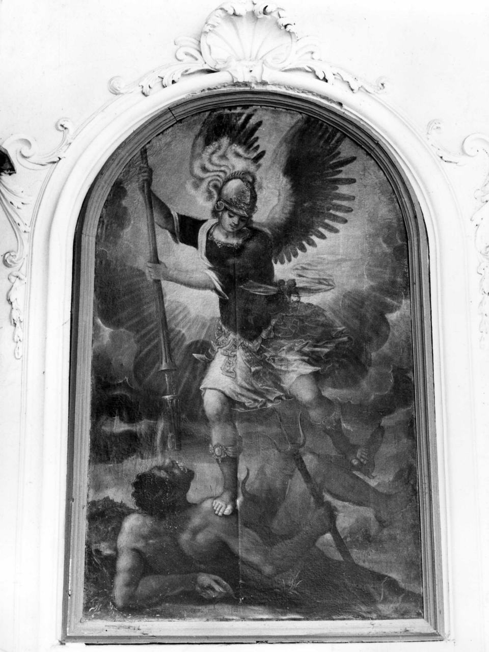 San Michele Arcangelo schiaccia il demonio (dipinto) di Brunetti Ippolito (fine/inizio secc. XVI/ XVII)