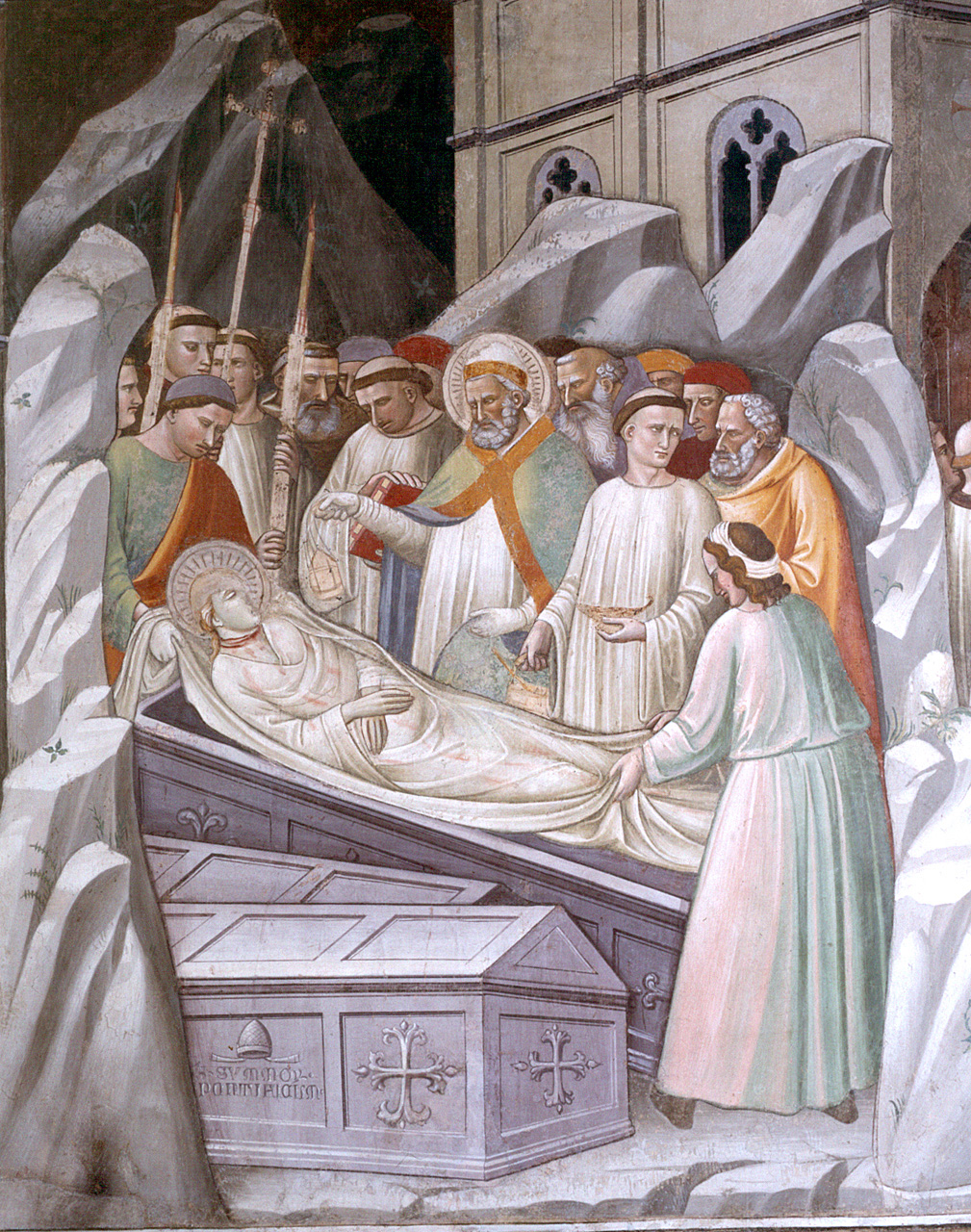 sepoltura di santa Cecilia (dipinto) di Lippo di Corso (attribuito) (secc. XIV/ XV)
