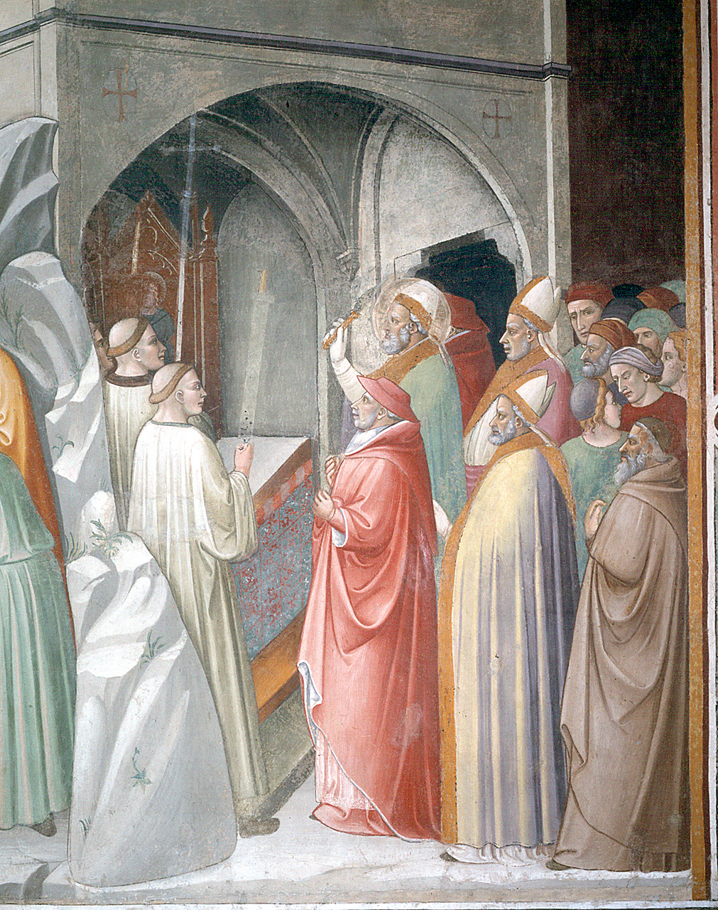 sant'Urbano consacra la casa di santa Cecilia (dipinto) di Lippo di Corso (attribuito) (secc. XIV/ XV)