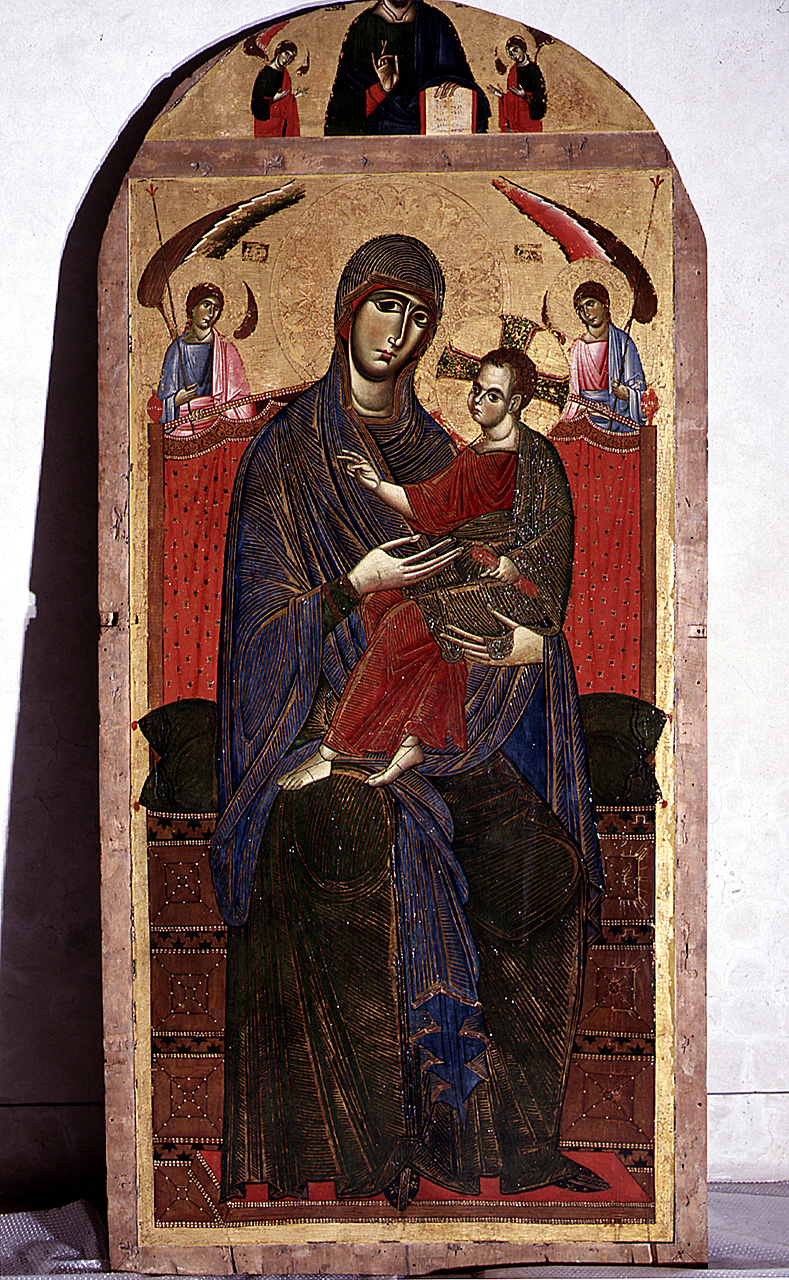 Madonna con Bambino in trono e angeli, Cristo redentore (dipinto) di Maestro della Sant'Agata (sec. XIII)