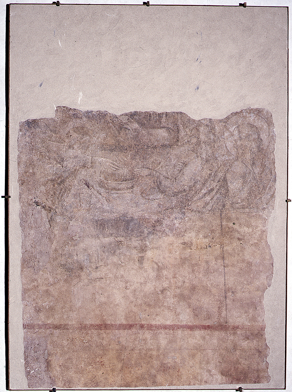 figure sedute ad un tavolo (dipinto, frammento) - ambito italiano (fine/inizio secc. XIV/ XV)