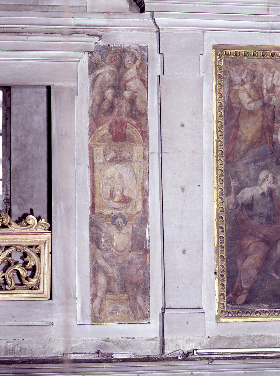 angeli, figure allegoriche (dipinto) - ambito fiorentino (sec. XVI)