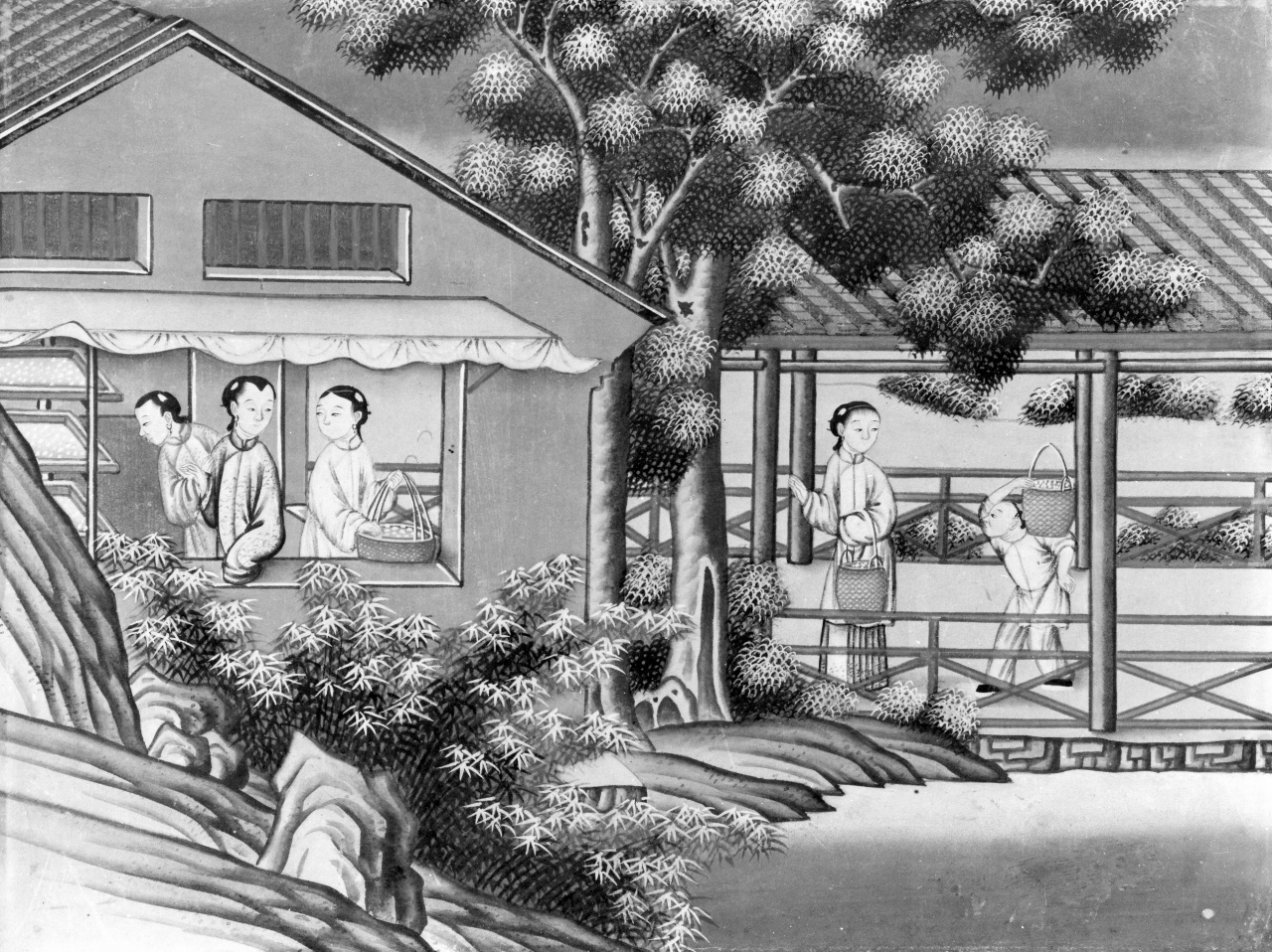 lavorazione della seta (dipinto) - ambito cinese (sec. XVIII)