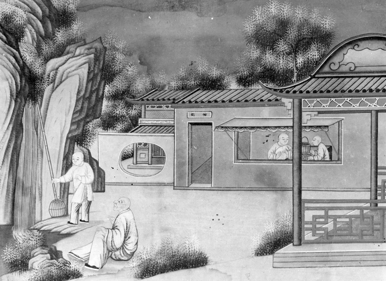 scena campestre con figure (dipinto) - ambito cinese (sec. XVIII)