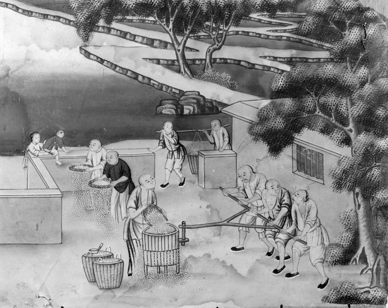 lavorazione del riso (dipinto) - ambito cinese (sec. XVIII)