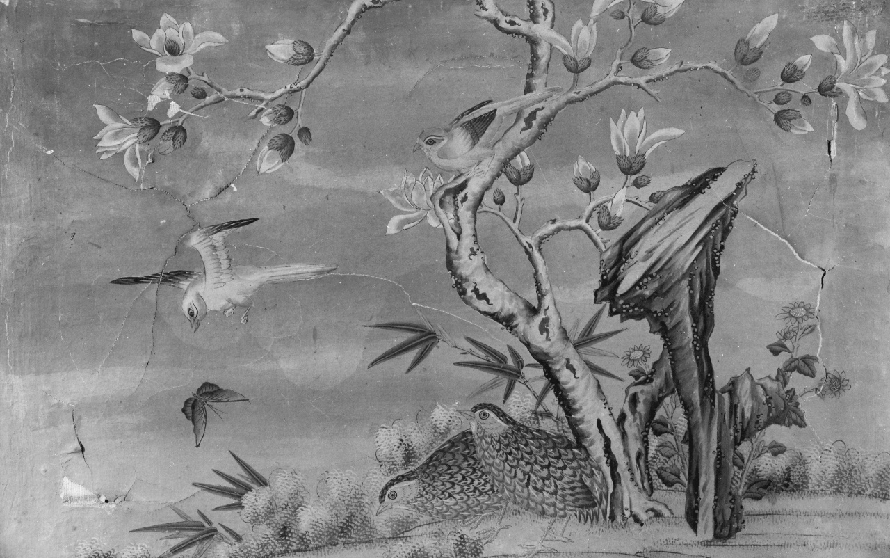 paesaggio con uccelli (dipinto) - ambito cinese (sec. XVIII)