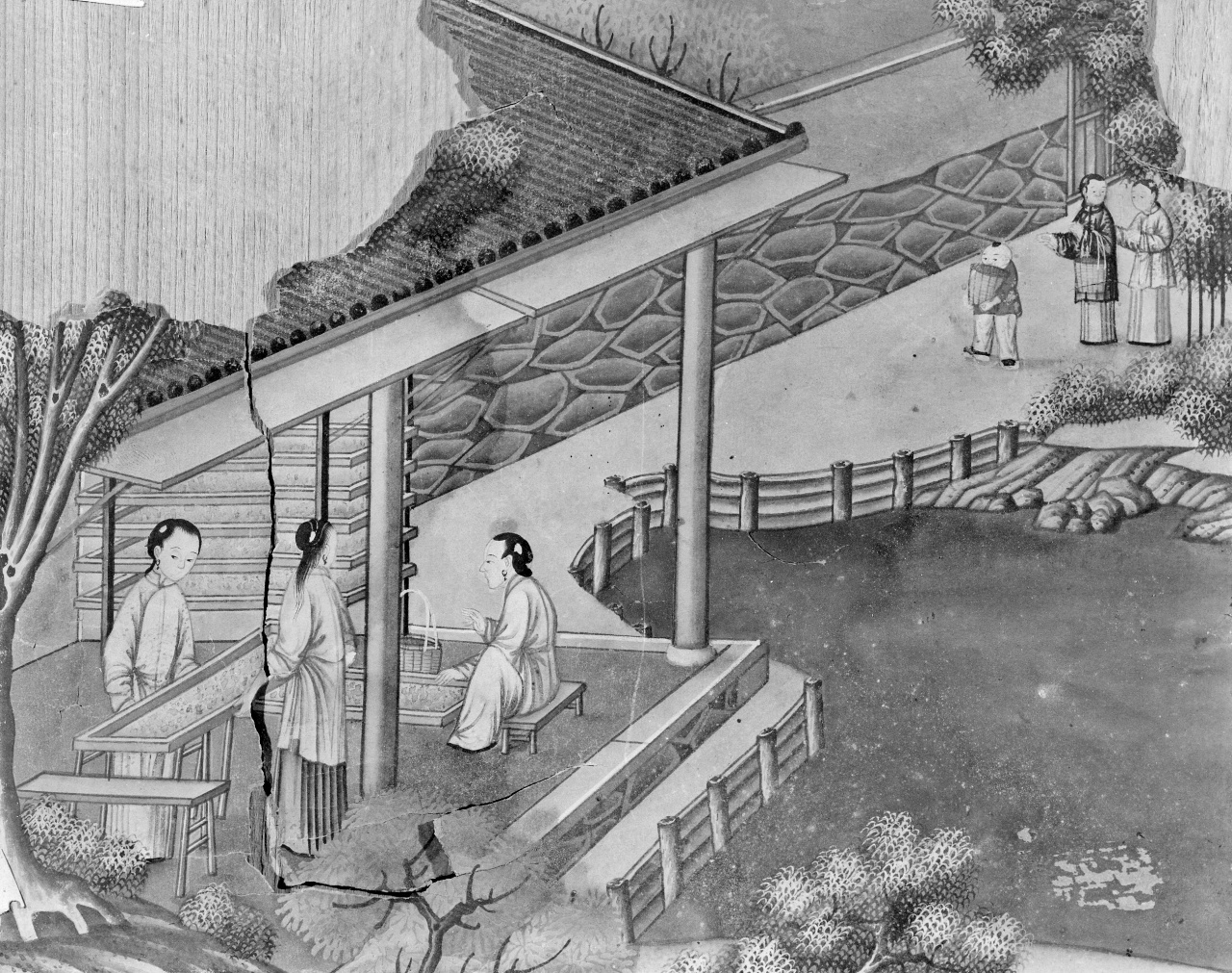 lavorazione della seta (dipinto) - ambito cinese (sec. XVIII)