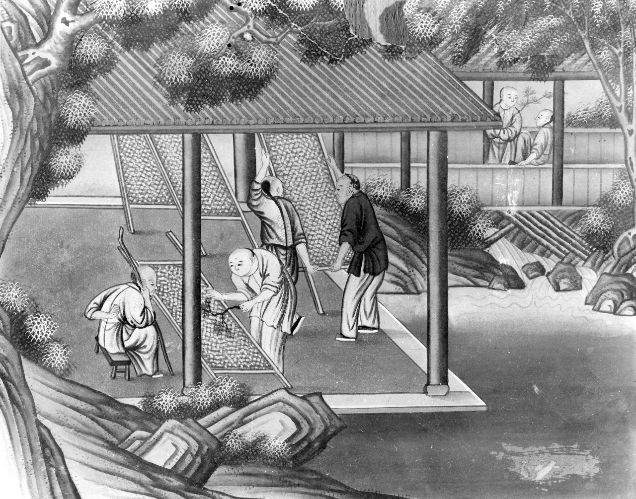 lavorazione della seta (dipinto) - ambito cinese (sec. XVIII)