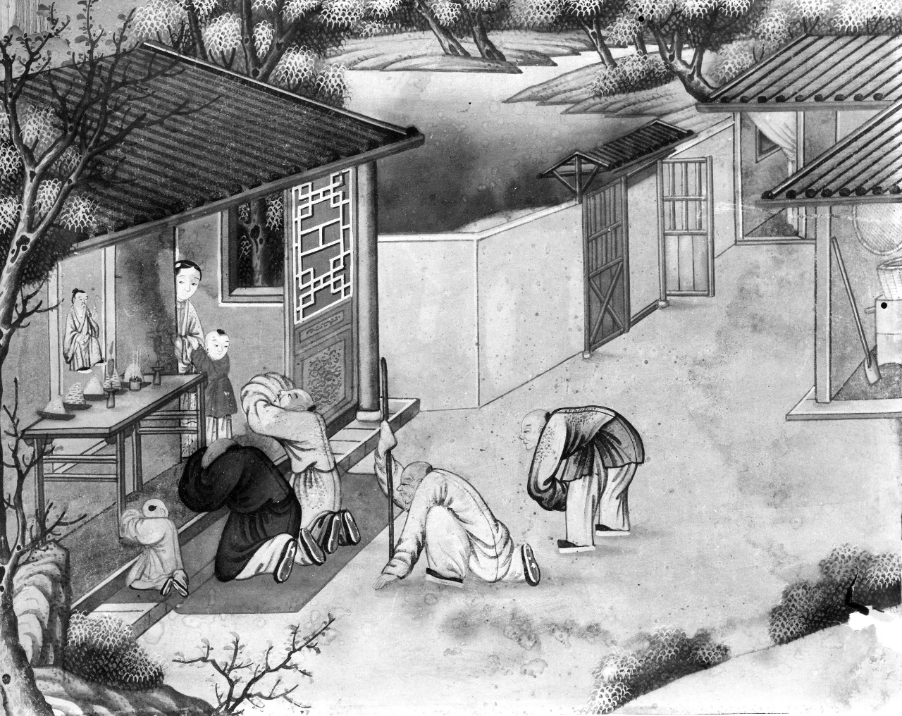 scena arcadica (dipinto) - ambito cinese (sec. XVIII)