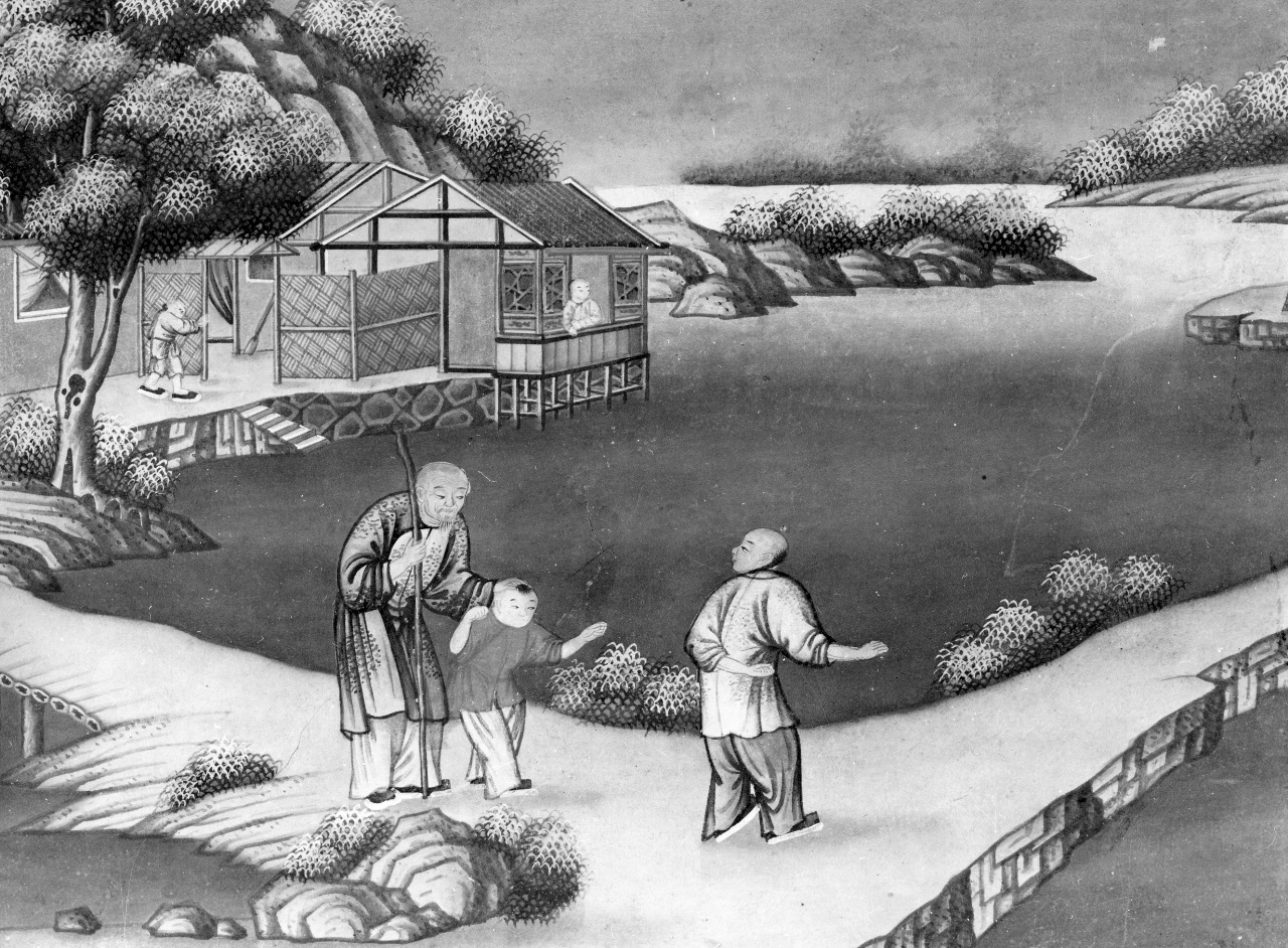 scena arcadica (dipinto) - ambito cinese (sec. XVIII)