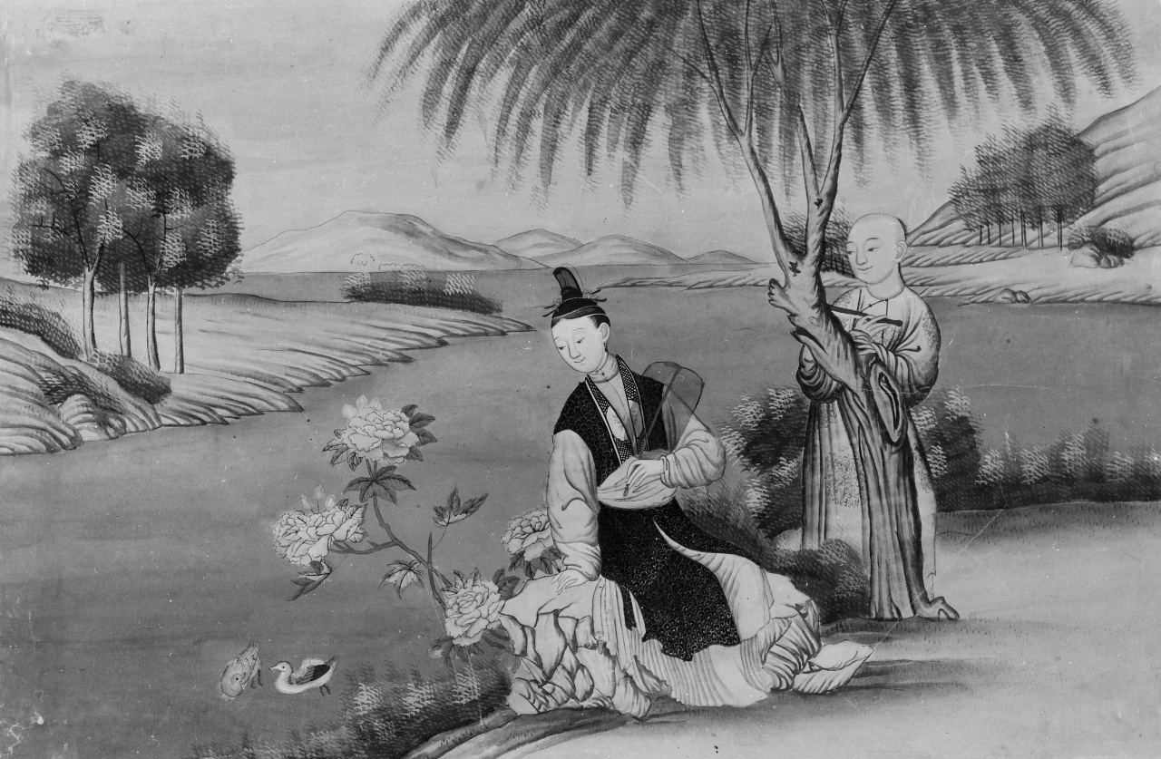 scena arcadica (dipinto) - ambito cinese (sec. XVIII)