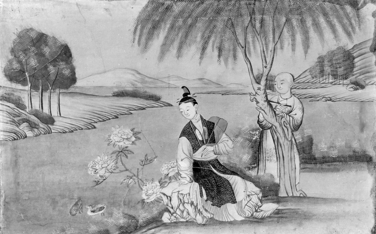 scena arcadica (dipinto) - ambito cinese (sec. XVIII)